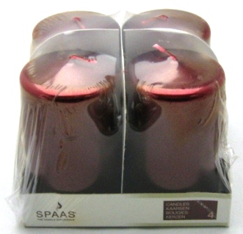 kaarsen spaas set-4 wine red metallic